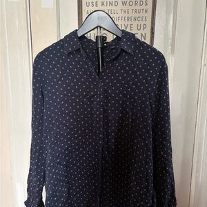 Uniqlo Navy Button-Down Shirt with Micro Print